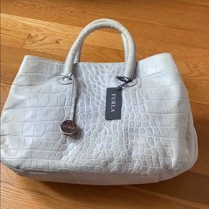 Furla croc embossed leather tote